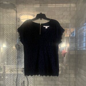 Diane Von Furstenberg Black Lace Blouse